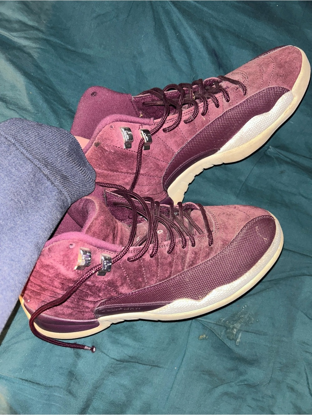 Jordan Men's Maroon Suede High-Top Sneakers